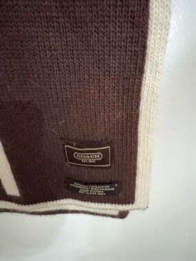 Coach Men's Brown Crewneck Sweater with Cream Trim